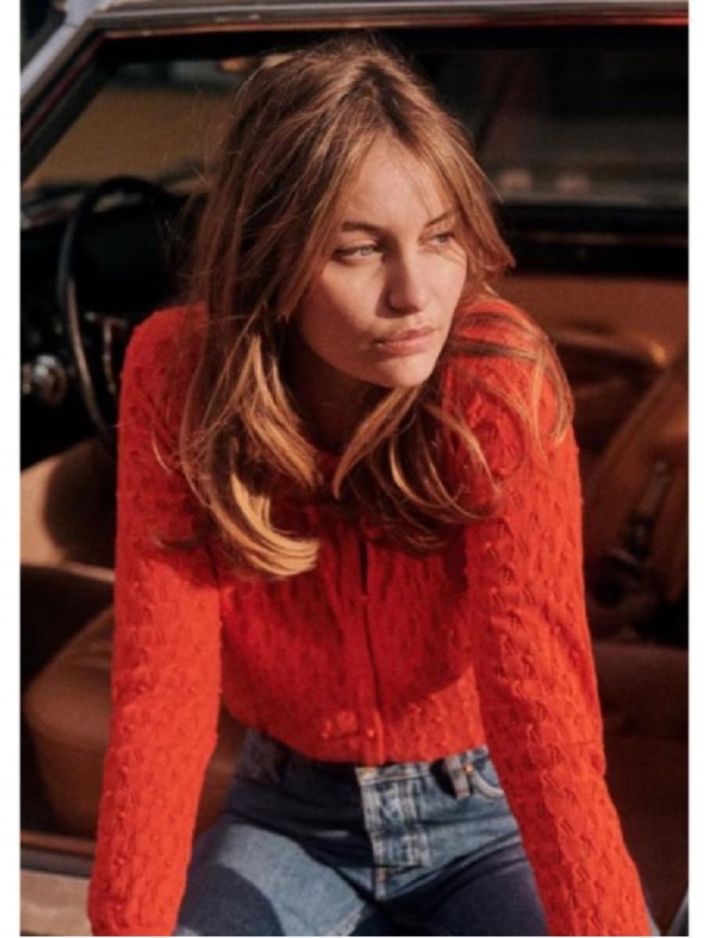 Sezane Philippe Jumper Cardigan Sweater Size Small Coral Red - Picture 7 of 15